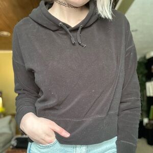 Calvin Klein Black Cropped Fleece Hoodie size L